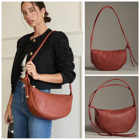 Anthropologie Handbags - •MALI + LILI• Anthropologie The Aria Convertible Sling Bag in Cognac Brown Vegan